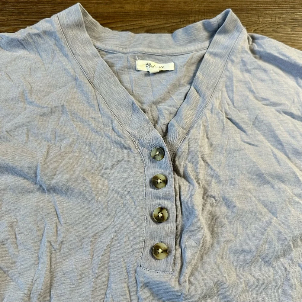 Madewell Relaxed Henley T-Shirt Short Sleeve Cotton V-Neck Casual Purple Medium - Picture 4 of 10
